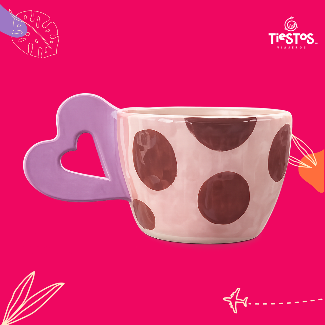 Taza con asa de corazon - violeta