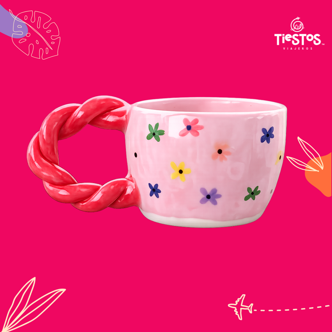 Taza con asa trenzada - rojo
