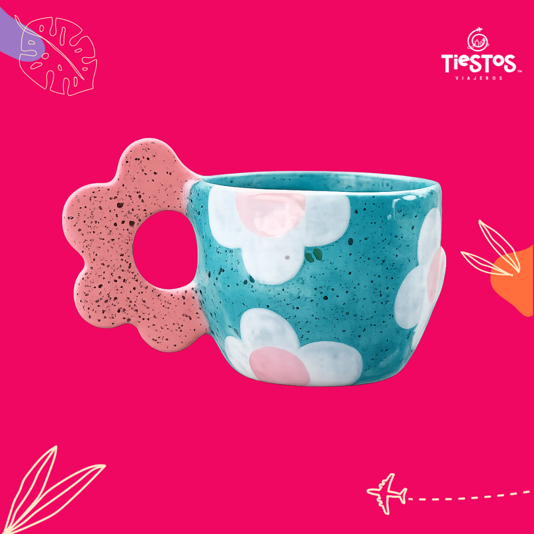 Taza con asa (handle) de flor - Flores