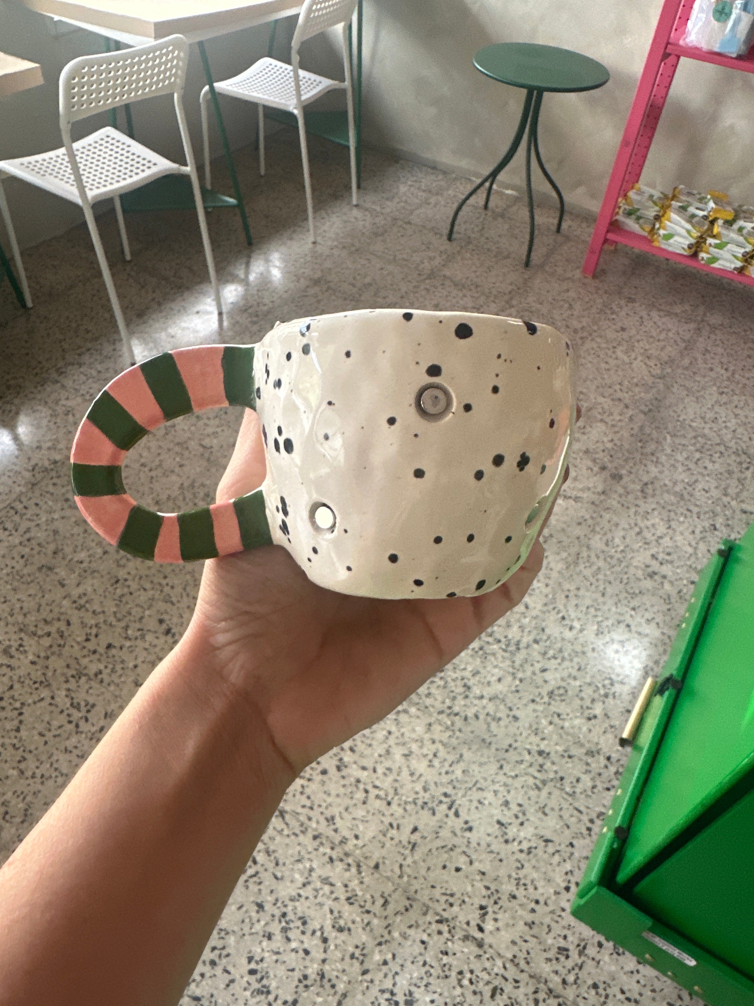 Puntos negros / Mango peach y verde