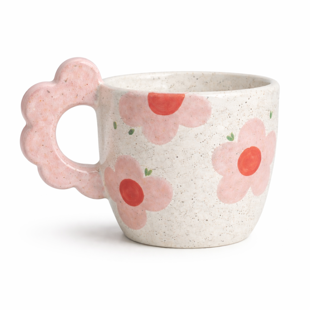 Taza con asa (handle) de Flor - Rosa