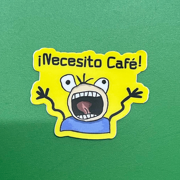 Mini Sticker Necesito Café