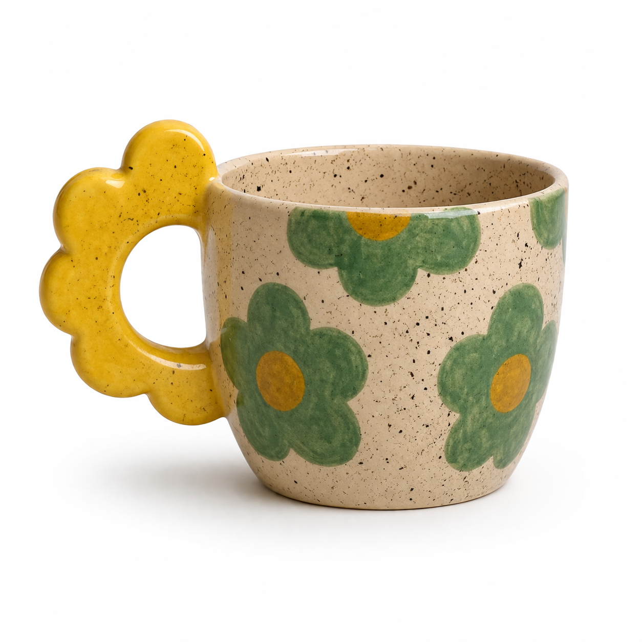 Taza con asa (handle) de Flor  - Amarilla