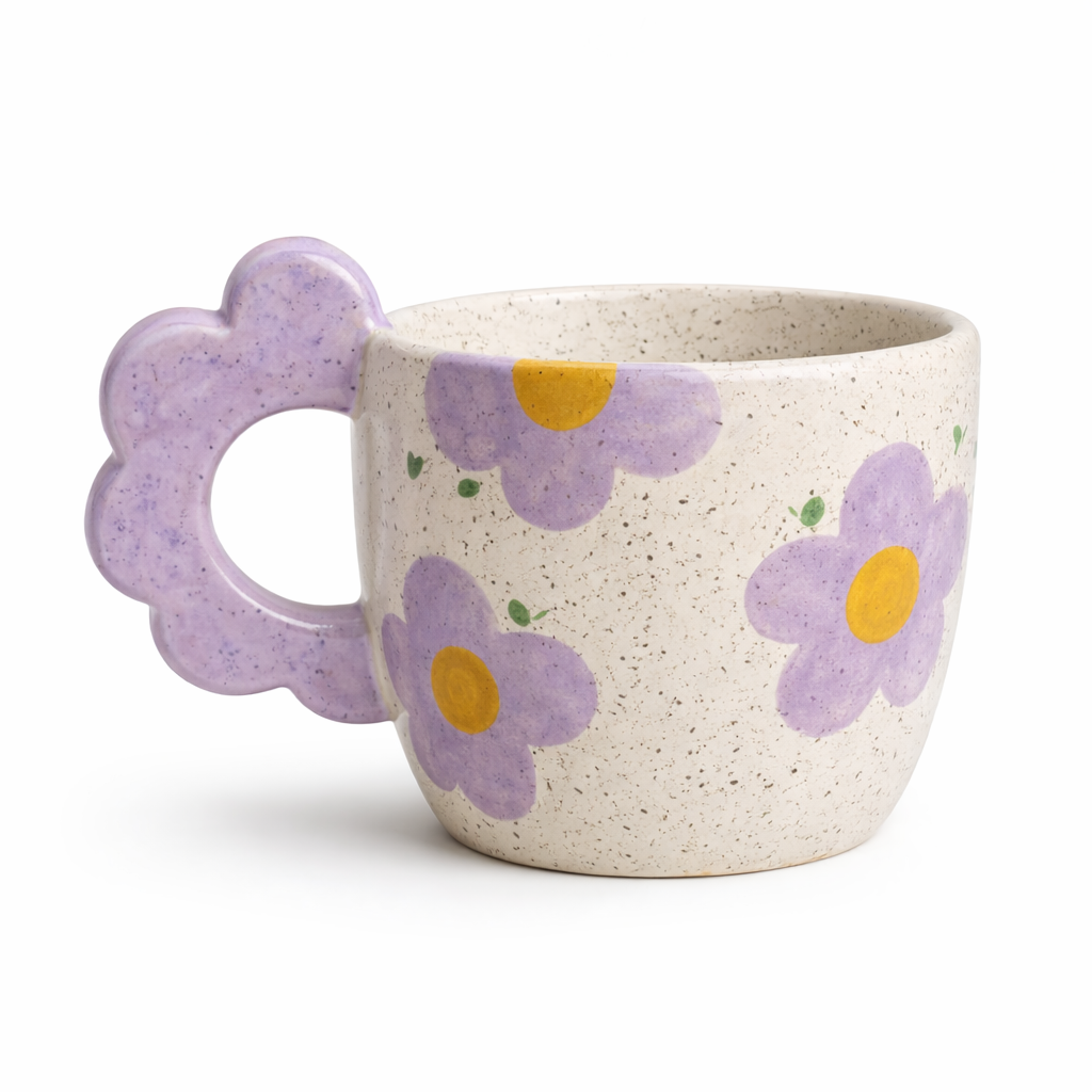 Taza con asa (handle) de Flor - Violeta