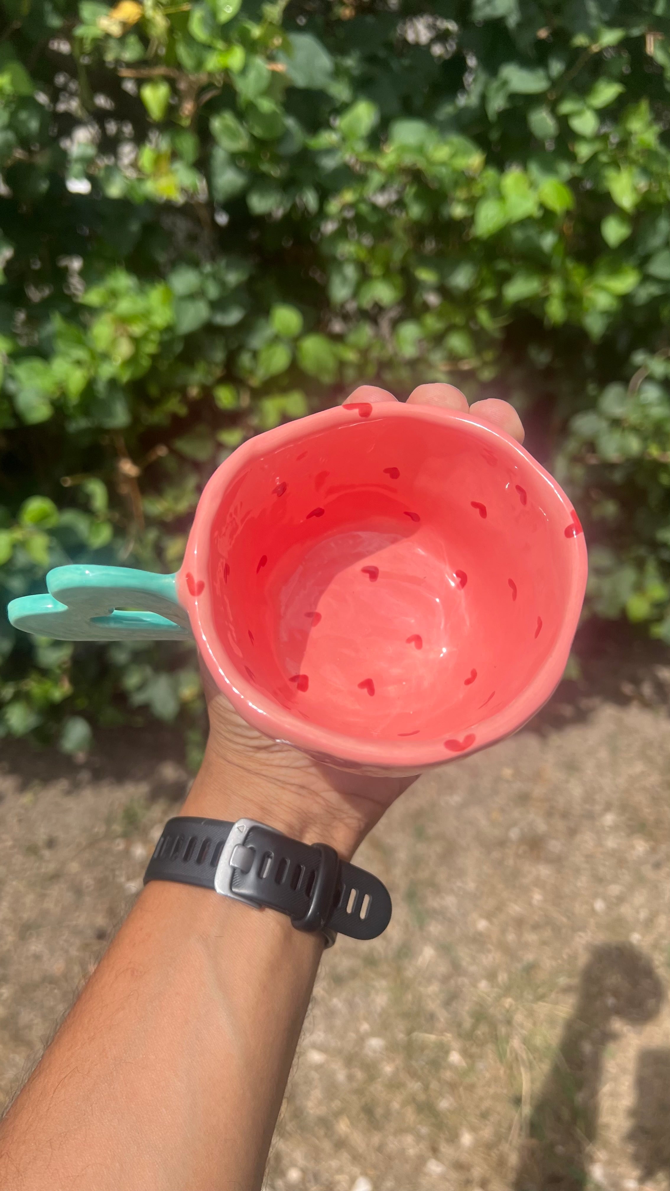 Taza color flamingo - handle aqua