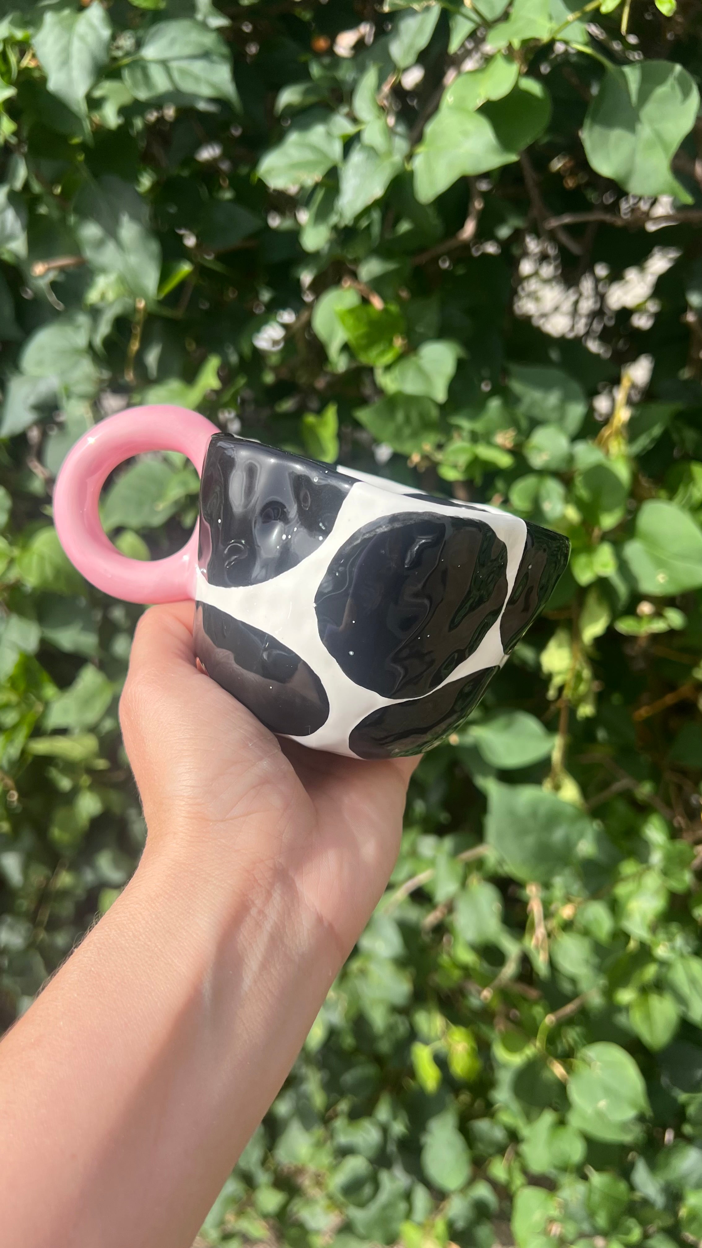 Taza de Vaca - handle rosa en círculo