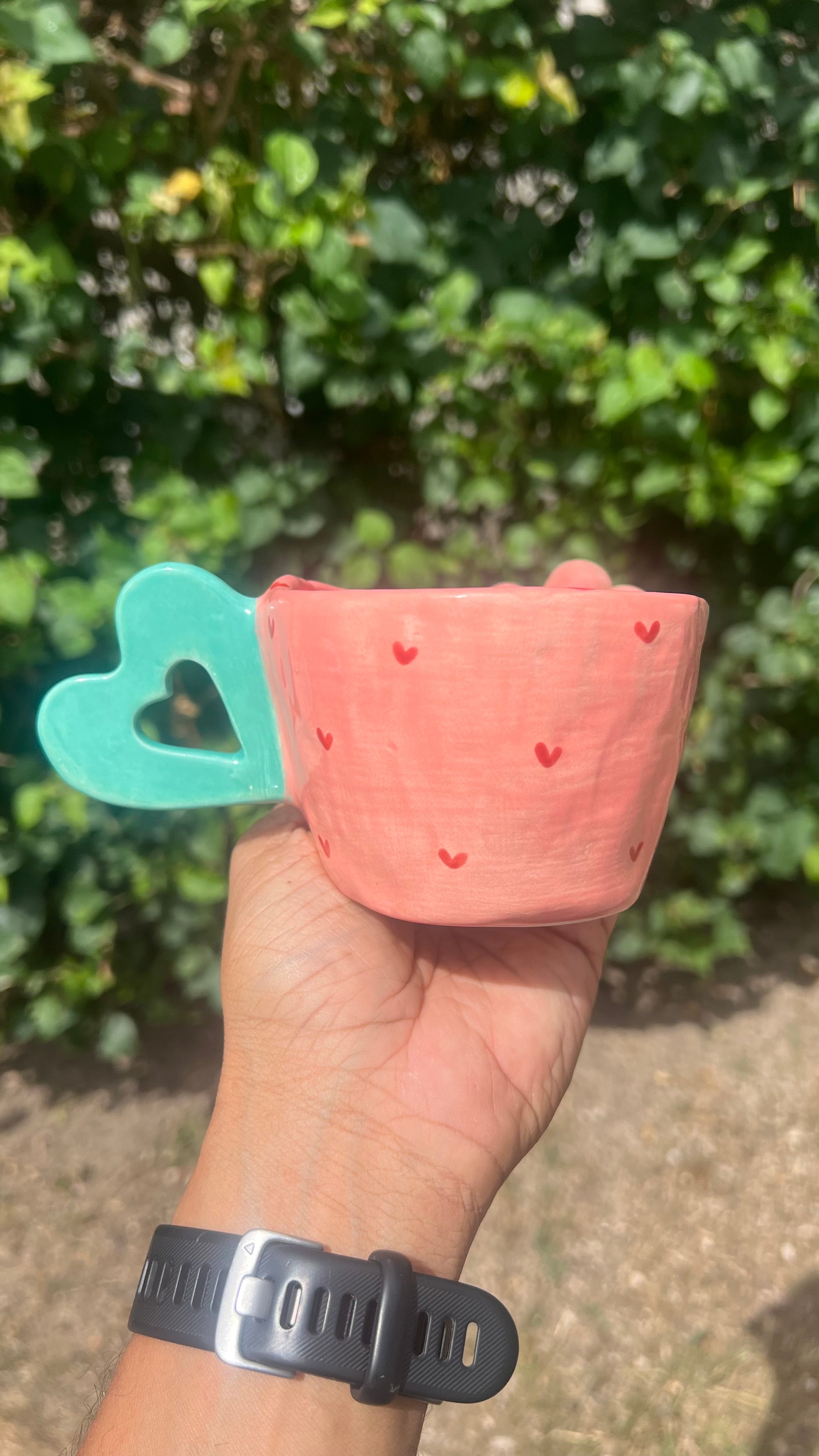 Taza color flamingo - handle aqua