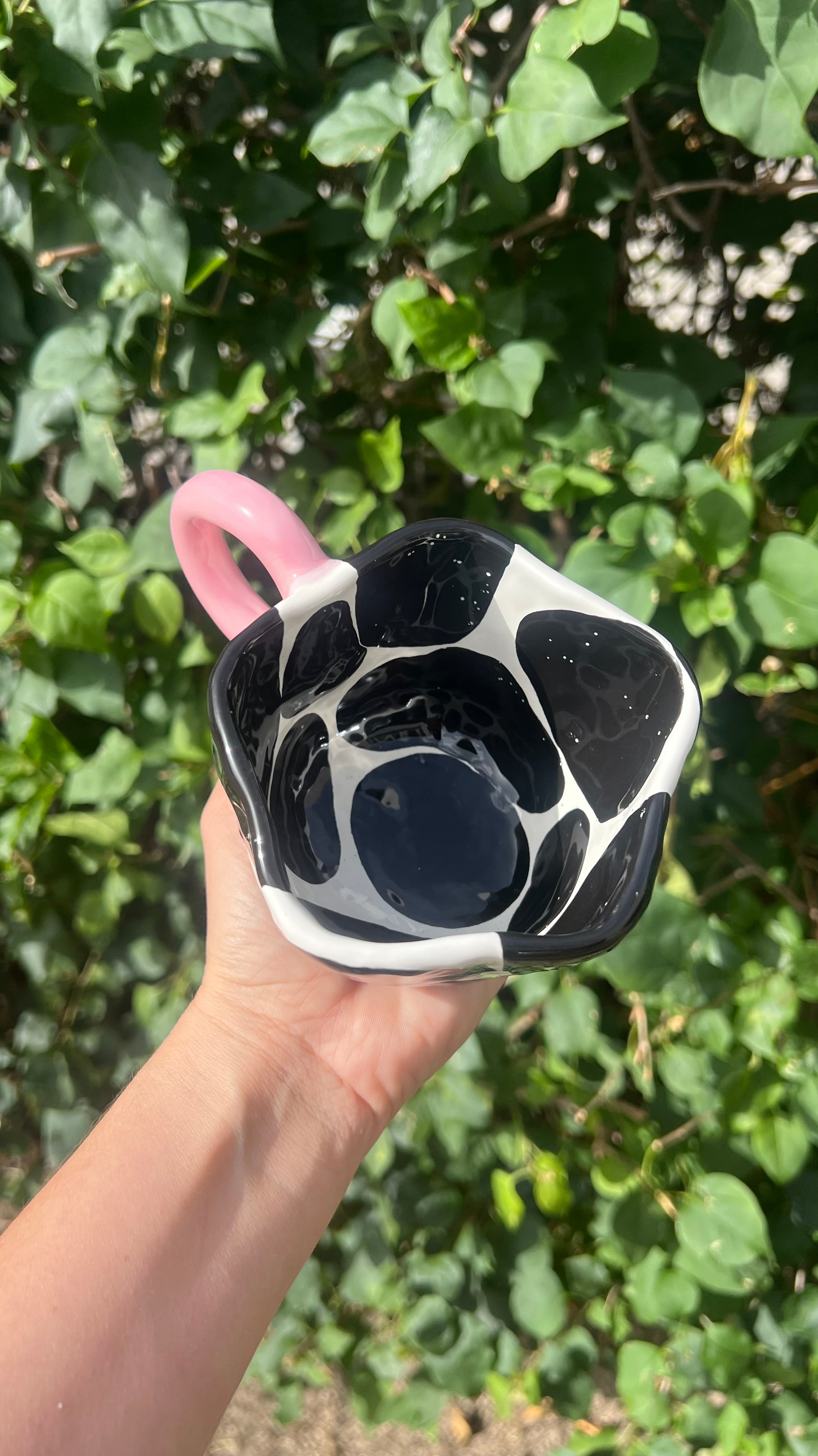 Taza de Vaca - handle rosa en círculo