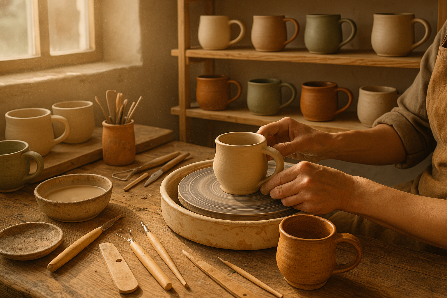 Taller de ceramica para tazas de cafe